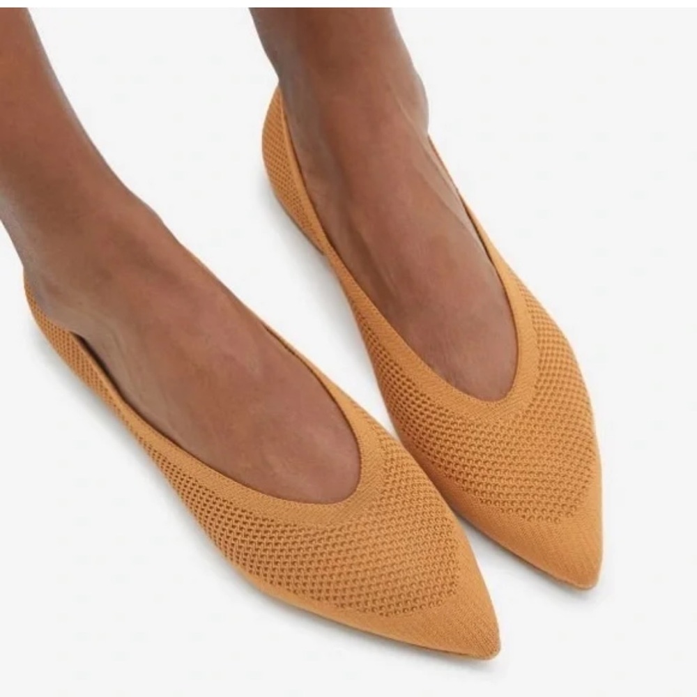 Everlane Flats ReKnit Toffee Brown Slip On Woven Fabric Knit Pointy